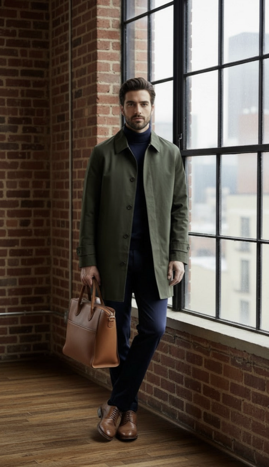 Green Cotton Raincoat SB5 Style