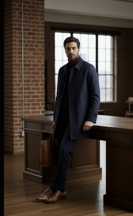 Navy Cotton Raincoat SB5 Style