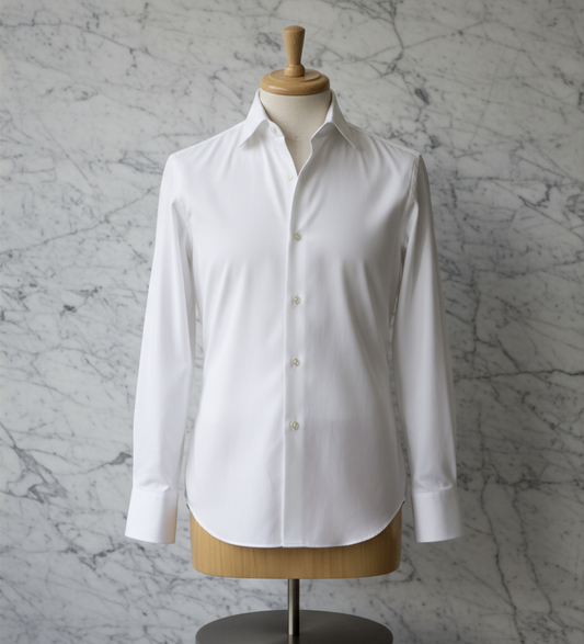 Plain White Cotton/Stretch Shirt Style No 776-1