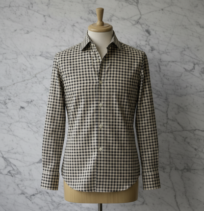 Grey/Black/Orange Patterned Cotton/ Stretch Shirt Style No 1096-3