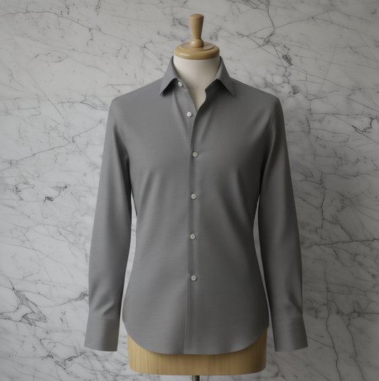 Textured Grey Cotton/Stretch Shirt Style No 776-5
