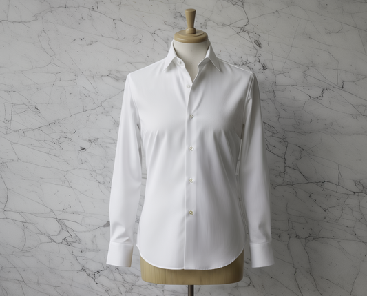 White Textured Cotton/Stretch Shirt Style No: 753-1
