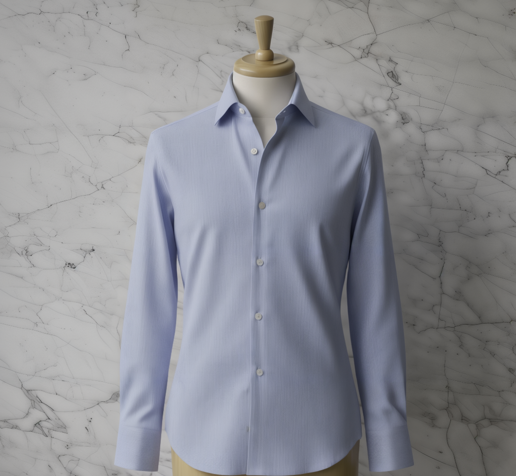 Sky Blue Textured Cotton/Stretch Shirt Style No: 753-3