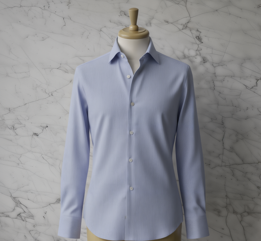 Sky Blue Textured Cotton/Stretch Shirt Style No: 753-3