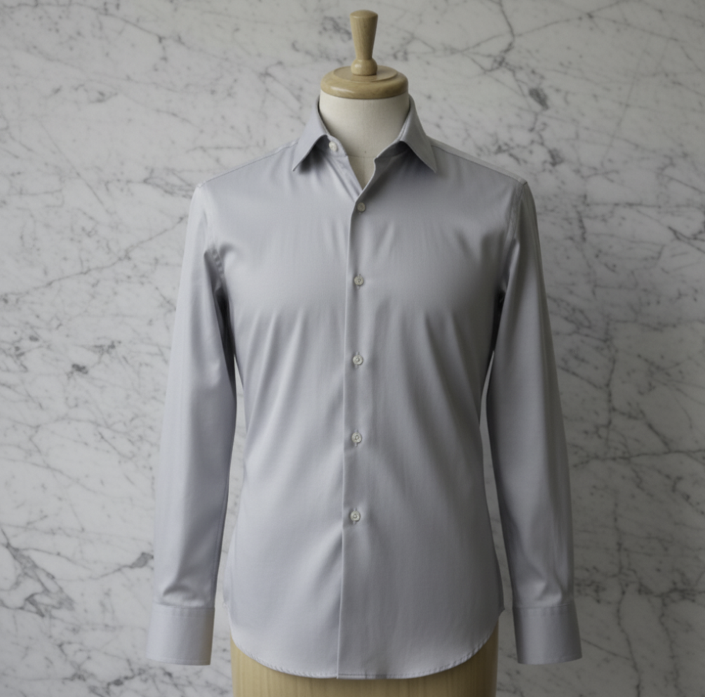 Silver Grey Cotton/Stretch Shirt Style No: 1725-10