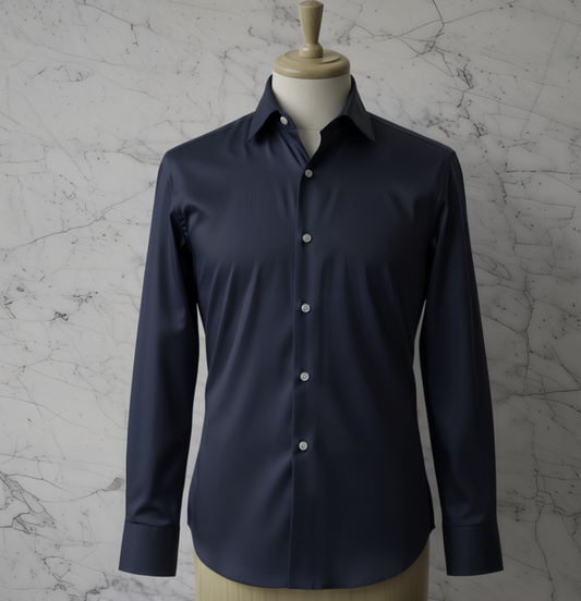 Midnight Blue Plain Cotton/Stretch Shirt Style No: 1725-19