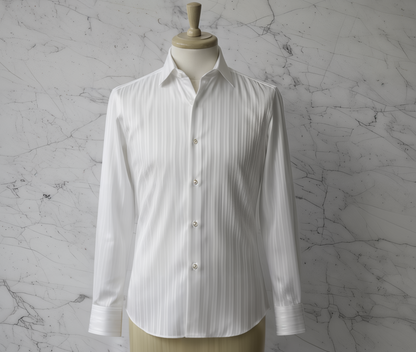 White Satin Stripe Cotton/Stretch Shirt Style No: 930-1