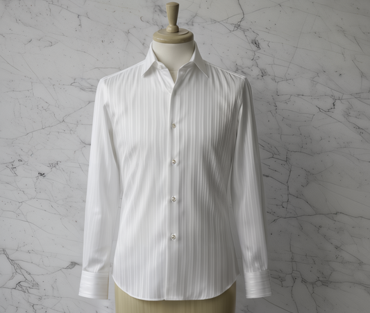 White Satin Stripe Cotton/Stretch Shirt Style No: 930-1