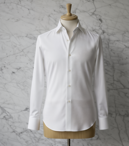 White Textured Cotton/Stretch Shirt Style No: 1564-1