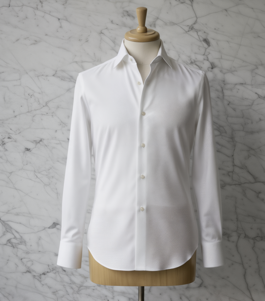 White Textured Cotton/Stretch Shirt Style No: 1564-1