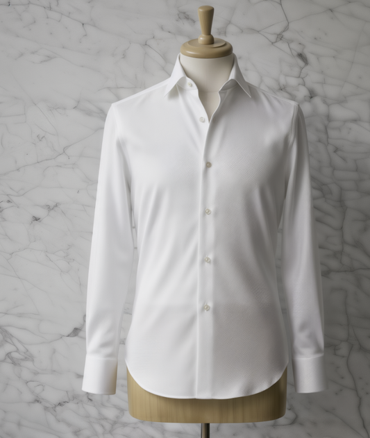 White Textured Cotton/Stretch Shirt Style No: 1564-2