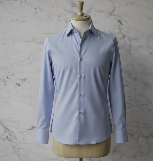 Light Blue Textured Cotton/Stretch Shirt Style No: AY03-L02