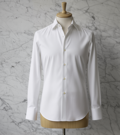 White/Shine Plain Cotton/Stretch Shirt Style No: AJ103-W01