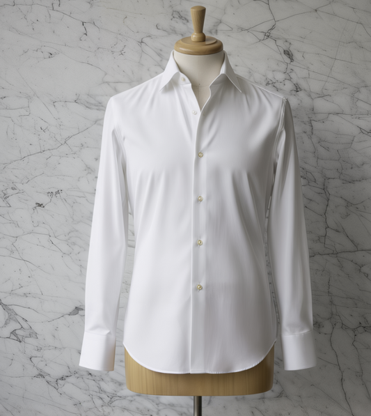White/Shine Plain Cotton/Stretch Shirt Style No: AJ103-W01