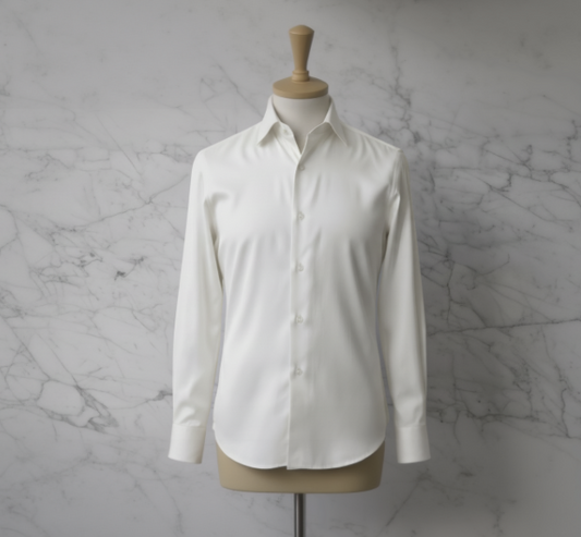 White Textured Cotton/Stretch Shirt Style No: APK1003-2