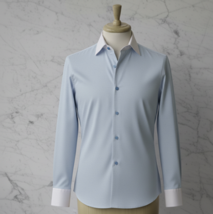 Light Blue Plain Cotton/Stretch Style White Collar and Cuffs  No: DA-3