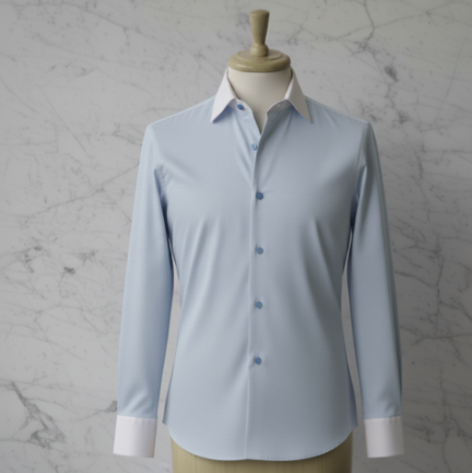 Light Blue Plain Cotton/Stretch Style White Collar and Cuffs  No: DA-3