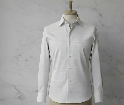 White Cotton/Texture Stretch Style White Collar and Cuffs  No: AE1010-2