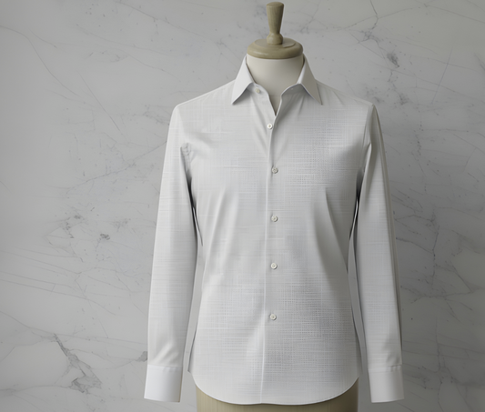 White Cotton/Texture Stretch Style White Collar and Cuffs  No: AE1010-2