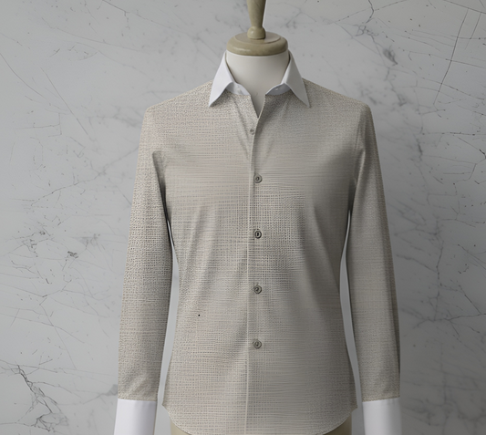 Stone Cotton/Texture Stretch Style White Collar and Cuffs  No: AE1010-11