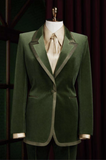 Green Velvet Two Piece Women's Suit  / Style No DJJ0027