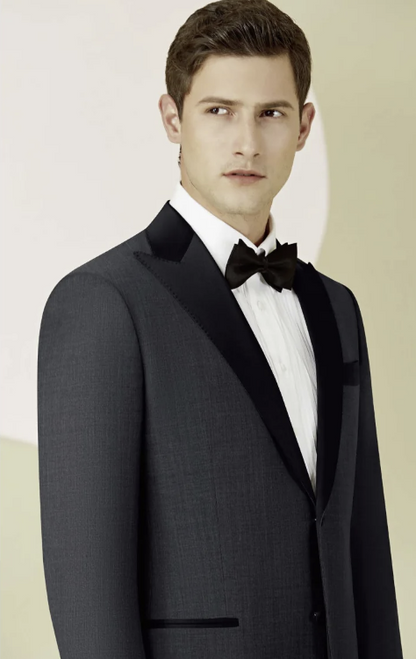 English Pure Wool Charcoal Grey Evening Suit Super 120's Two Piece Suit