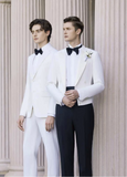 White Evening  Jacket /Plus Black Evening Trousers Suit Italian Style No B52024008