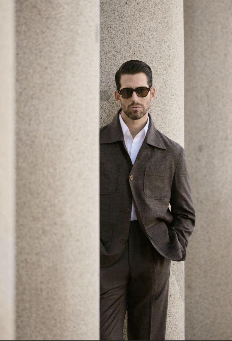 Italian Dark Brown Bamboo/Spandex/Silk/Wool Two Piece Suit