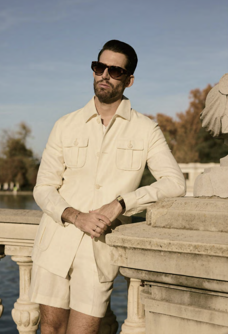 Italian Ivory Wool & Linen Two Piece Suit Short Style Suit