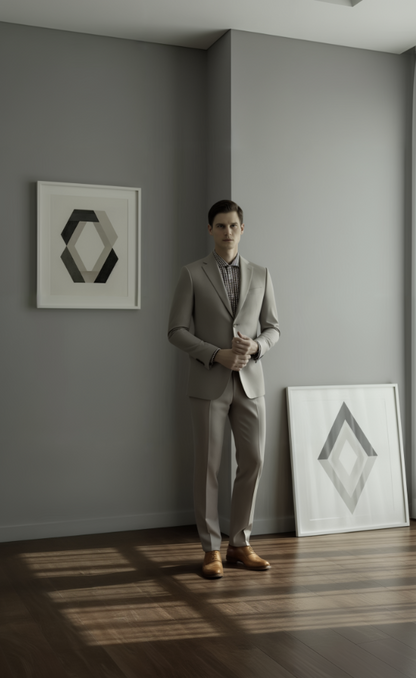 Tan Single Breasted / Two Piece Suit Italian Pure Wool Super 120'S