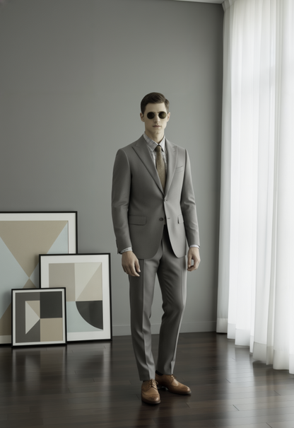 Grey Single Breasted / Two Piece Suit Italian Pure Wool Super 110'S