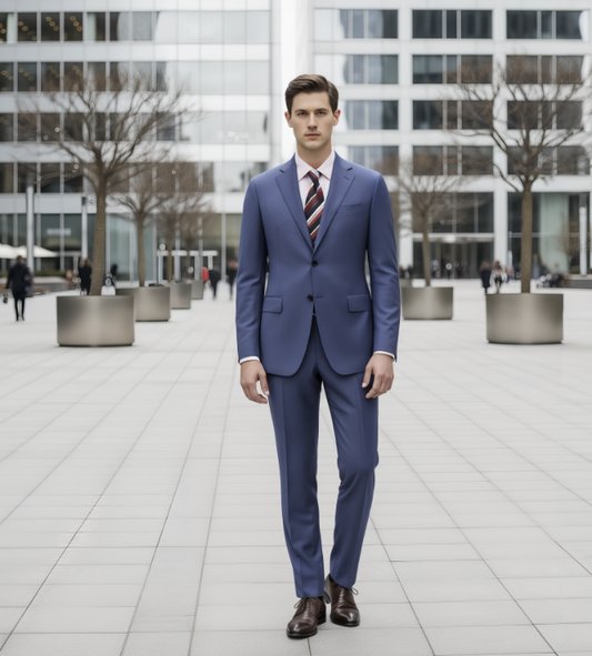 English Pure Wool Dusty Blue Super 120's Two Piece Suit