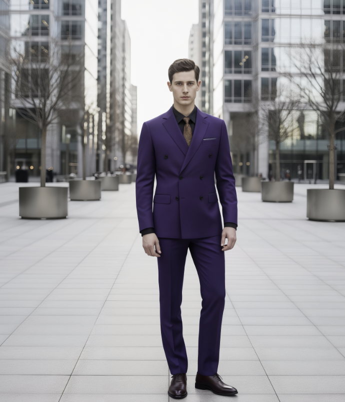 Dark Purple Double Breasted / Two Piece Suit Italian Pure Wool Super 110'S