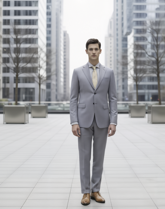 Light Grey Single Breasted / Two Piece Suit Italian Pure Wool Super 110'S