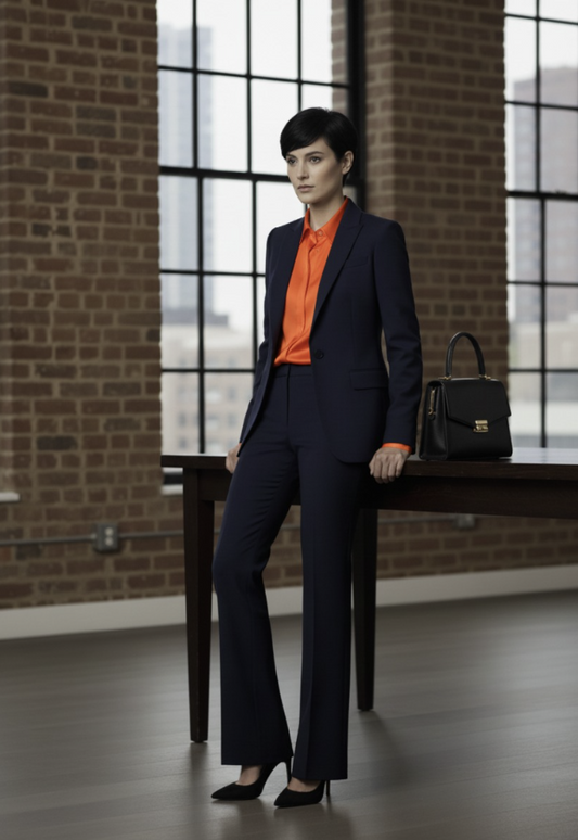Women's Black Single Breasted / Two Piece Suit Italian Pure Wool Super 120'S