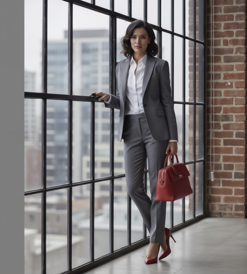 Women's English Wool Medium Grey Super 120'S Two Piece Suit