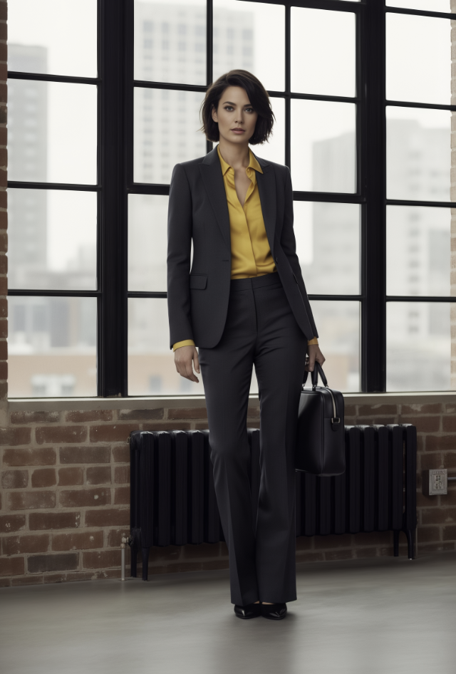 Women's English Pure Wool Black Super 110'S Two Piece Suit