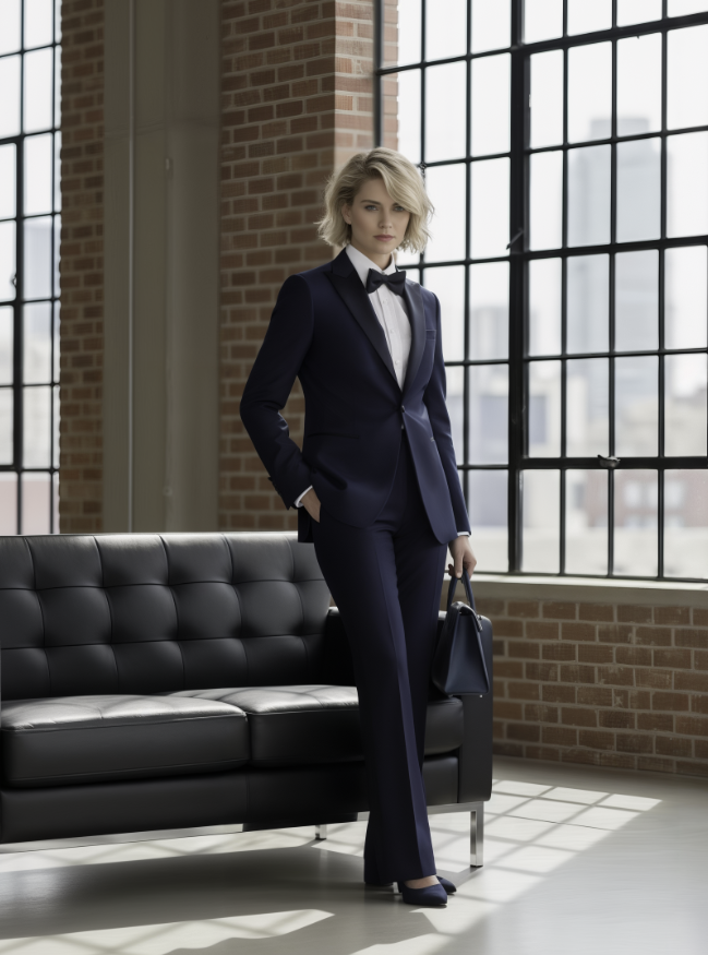 Women's Navy Birdseye Evening Jacket Plus Matching Trousers Super 110.S