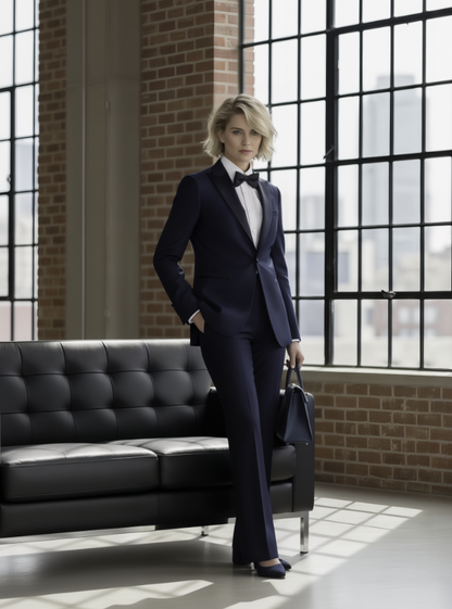 Women's Navy Birdseye Evening Jacket Plus Matching Trousers Super 110.S