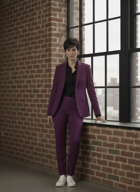 Women's Red Single Breasted / Two Piece Suit Italian Pure Wool Super 110'S