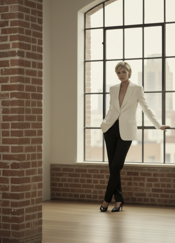Women's Tuxedo Ivory Textured Jacket, Number J39113/200