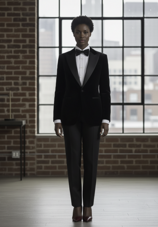 Women's Tuxedo Black Velvet Jacket/ Style Number J39230/ 220
