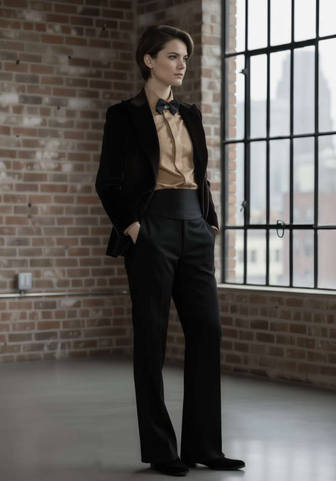 Women's Tuxedo Brown Velvet Jacket / Style Number J39237/ 220