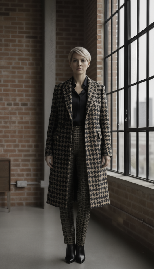 Women's Tuxedo Coat Gold and Black Long Jacket /  Style Number J39136/200