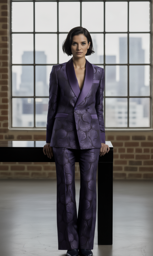 Women's Tuxedo Purple Patterned Brocade Jacket/ Style Number J39193/220