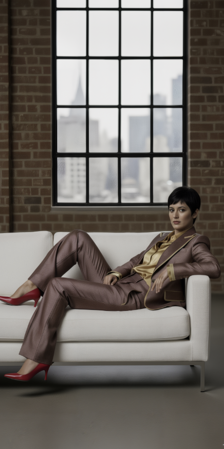 Women's Tuxedo Red and Cerise/ Gold Patterned Brocade Jacket / Style Number J39187/220