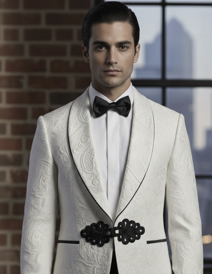 Tuxedo Ivory and Black Jacquard Jacket / Style Number J39157/220