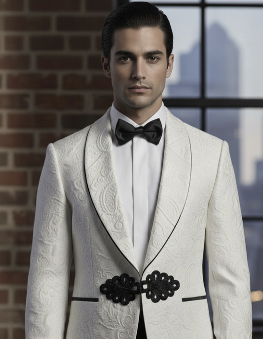 Tuxedo Ivory and Black Jacquard Jacket / Style Number J39157/220
