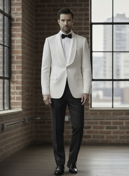Tuxedo Ivory and Gold Jacquard Jacket,  Style Number J39116/200
