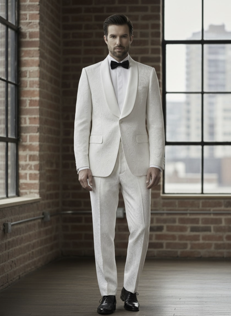 Tuxedo Ivory and Gold Jacquard Jacket,  Style Number J39116/200